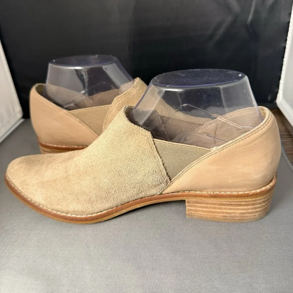 Aldo Women's Aucoin Loafers Shootie Size 7.5 Beige Suede Stacked Heel - Picture 2 of 6